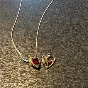 💎 Vintage Heart Necklace Bundle – Romantic Red Stone Pendants (Set of 2)